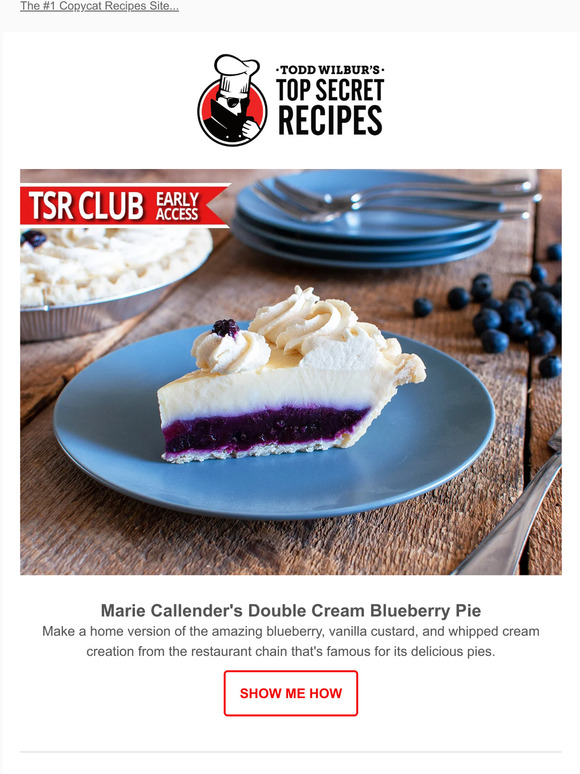 Top Secret Recipes Inc New Hack Marie Callenders Double Cream Blueberry Pie 🥧 Milled 9814