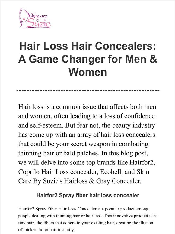 Hair Loss Hair Concealers: A Game Changer for Men & Women
