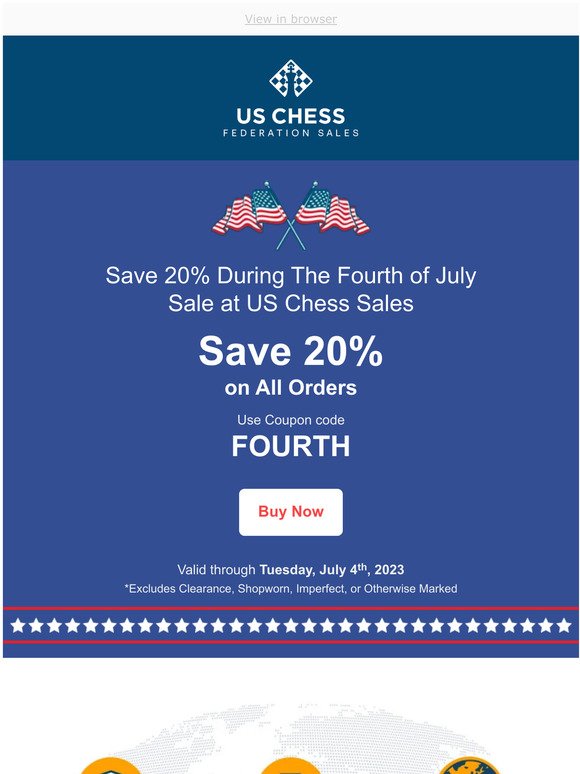 Save 20% During The Fourth of July Sale at US Chess Sales
