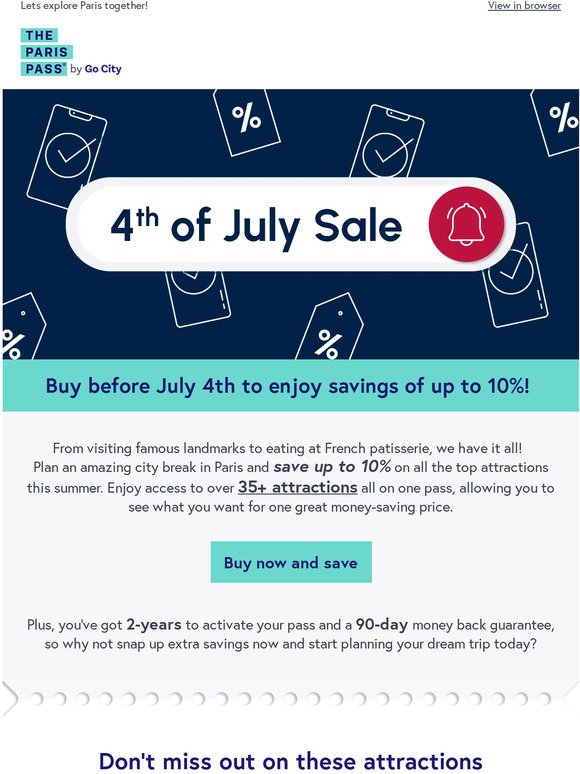 💥4th of July Sale - Save up to 10% off The Paris Pass!💥
