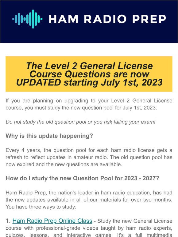 🚨QUESTION POOL UPDATES for General License Start Today