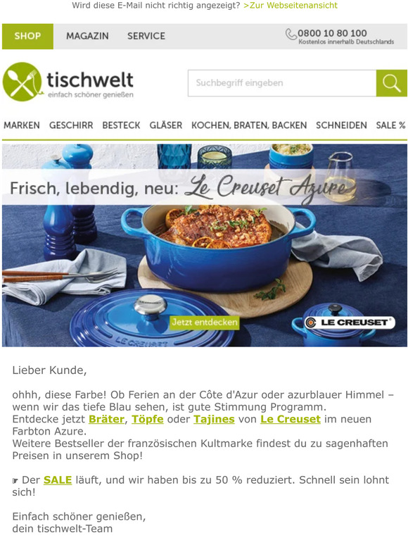 NEU! Le Creuset jetzt auch in Azurblau