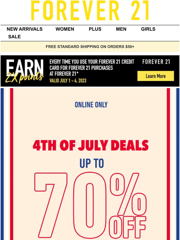 when does forever 21 4th of july sale