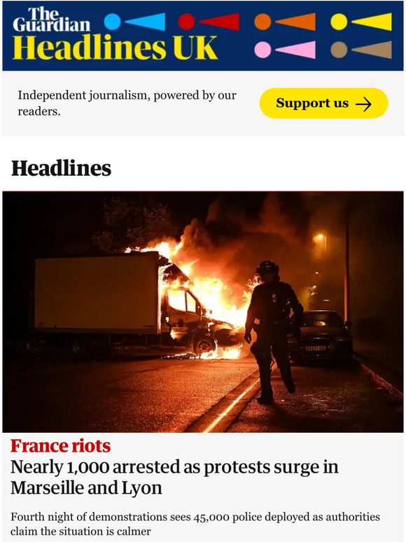 The Guardian: The Guardian Headlines: France protests: nearly 1,000 ...