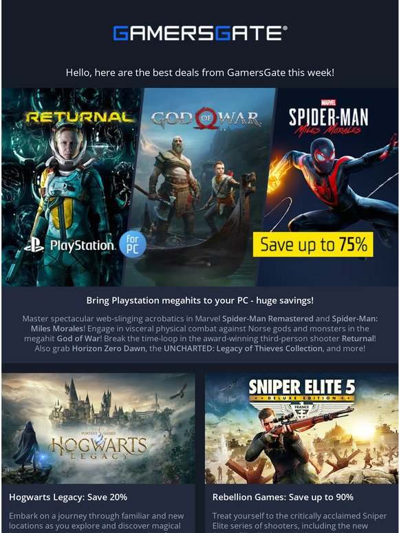Huge savings on games from Ubisoft, Warner Bros., Playstation games for PC,  and more! - Gamers Gate