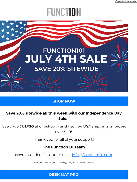 July 4th Sale - Save 20% Sitewide  🇺🇸