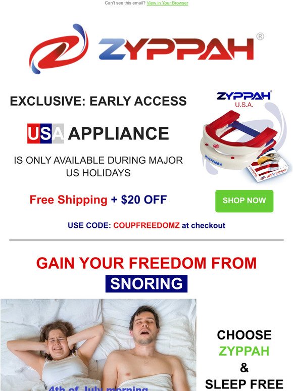 🇺🇸 NOW: 4th of July Freedom From Snoring Sale - USA AVAILABLE NOW