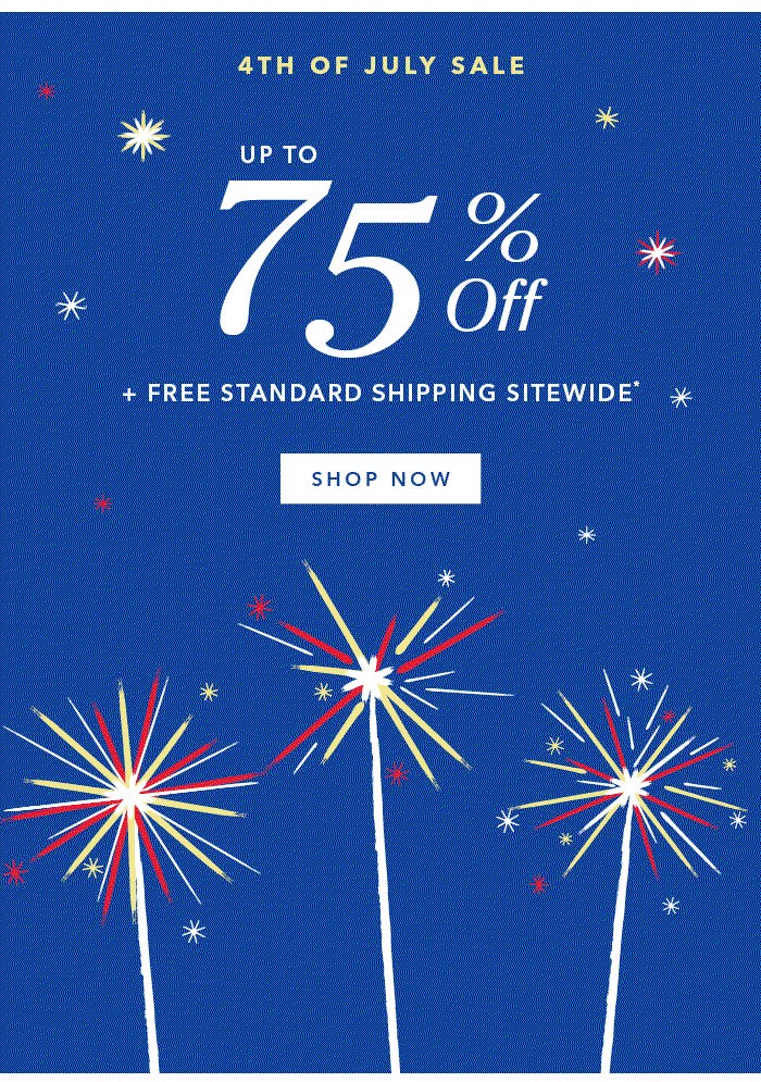 Up to 75% Off + Free Standard Shipping Sitewide