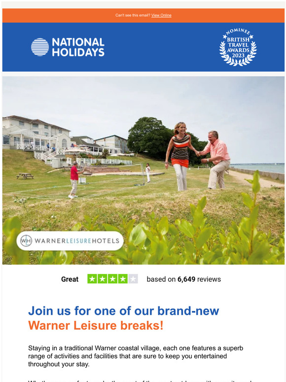 National Holidays Warner Leisure Breaks Brand new for 2023! Milled