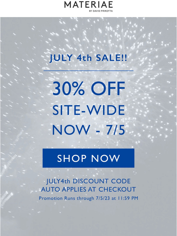 30% Off Site Wide 🎆