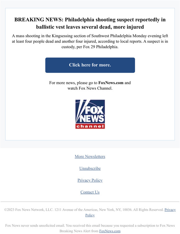 Fox News: BREAKING NEWS: Philadelphia shooting suspect reportedly in