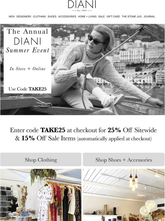 Our Annual Summer Sale Event Online + In Stores!….