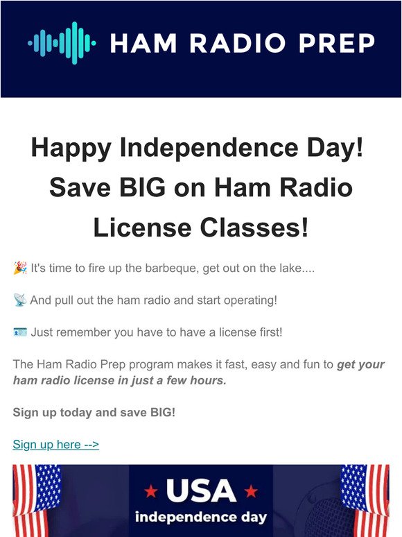 🇺🇸 JULY 4TH SALE! SAVE $$ on Ham Radio Classes