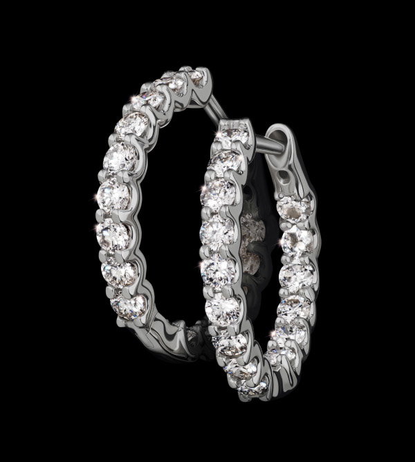 1.00 Carat TW Laboratory-Grown Diamond Hoop Earrings Set in 10kt White Gold