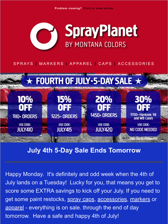 Spray Happy 4th of July Week Save Sitewide through TOMORROW