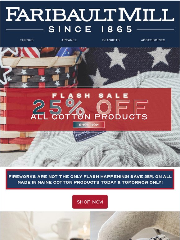 4th of July Sale Ends Tomorrow! 25% Off All Made in Maine Cotton! 🎆