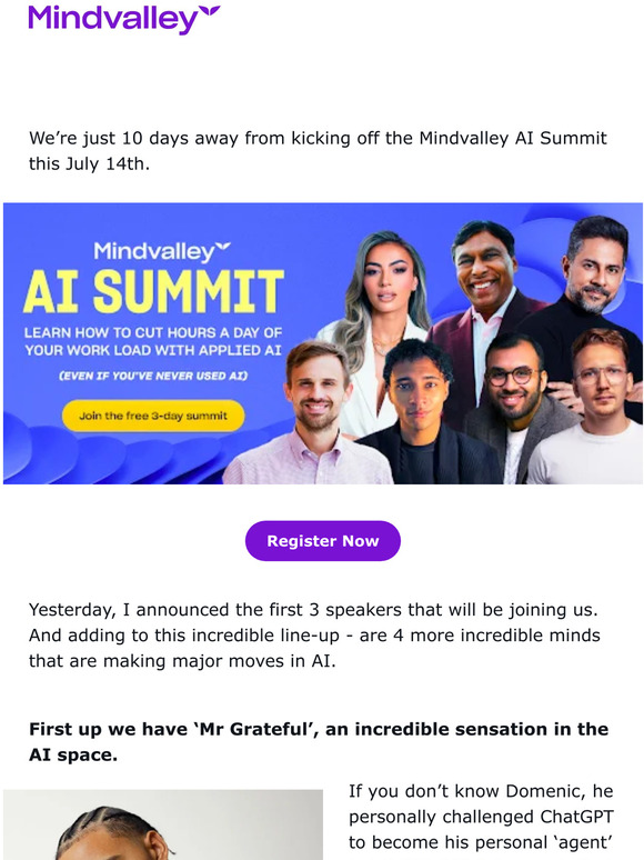 Mindvalley 4 more speakers joining the Mindvalley AI Summit 2023 Milled