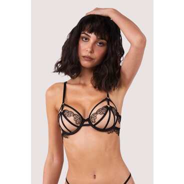 Becka Black Lace Trim Open Wired Bra
