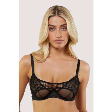 Greta Black Cut Out Fishnet Bra