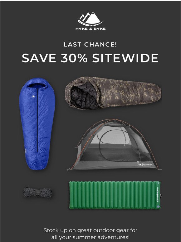 LAST CHANCE to save 30% sitewide!