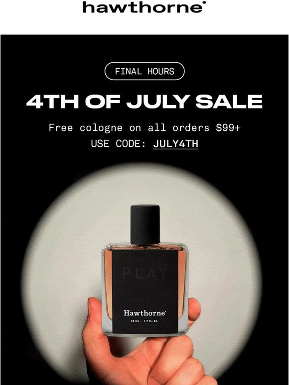LAST CALL to score a FREE cologne on $99+