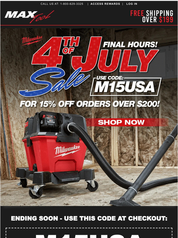 ENDS TONIGHT: 15% Off $200+ On Milwaukee!