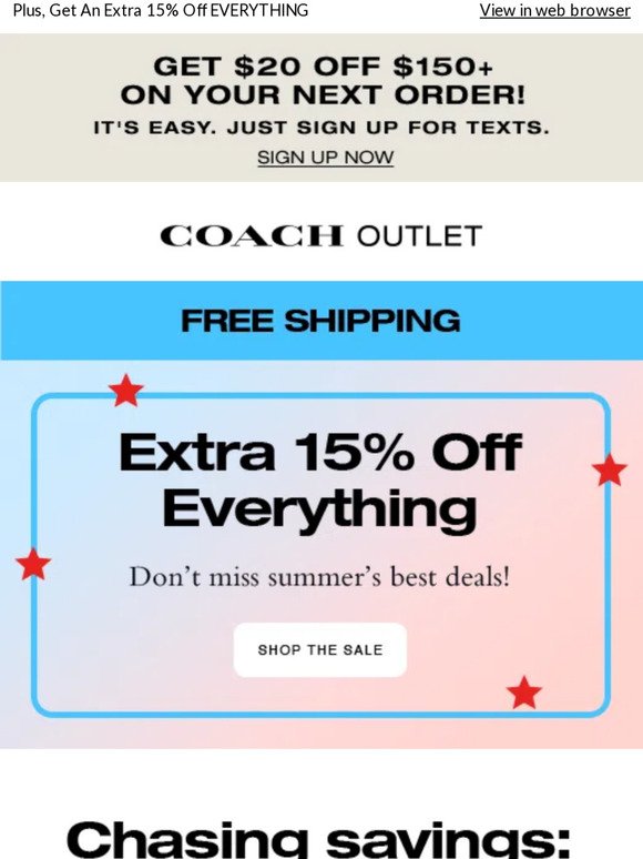 Coach Outlet clearance sale: Save up to 75% plus get an extra 15% off