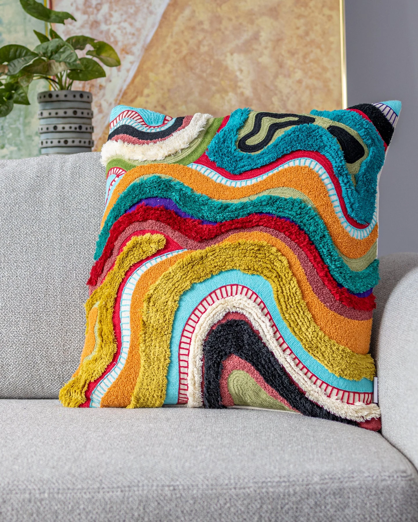 Image of Echo Organic Cotton Abstract Throw Pillow