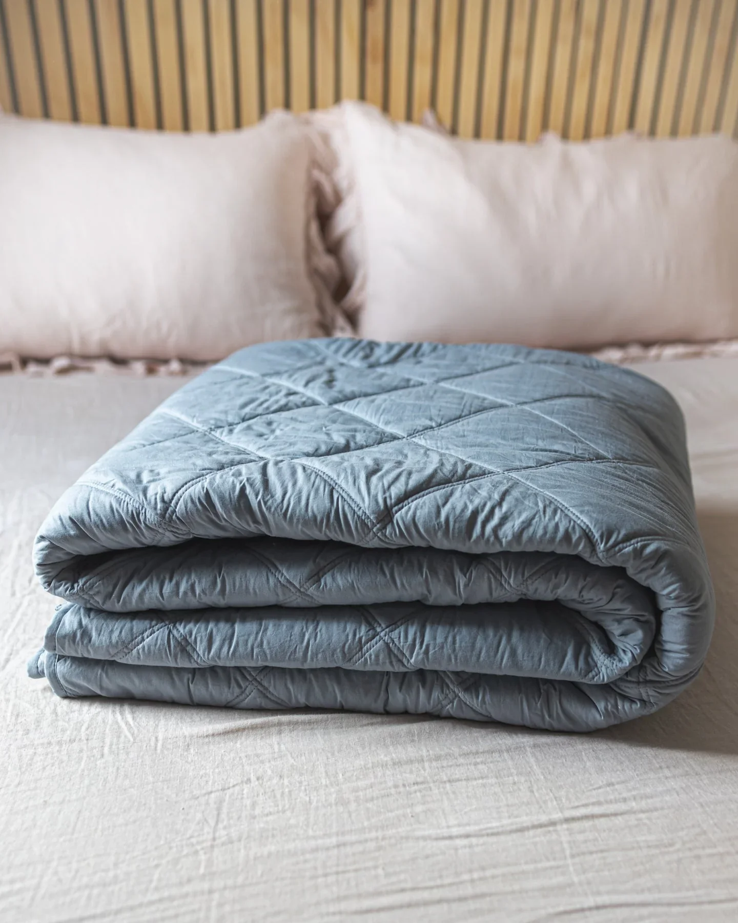 Image of Diamond-Stitched Organic Cotton Percale Quilt