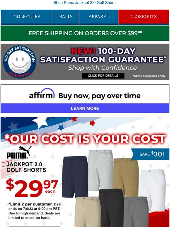 Puma Jackpot 2.0 Golf Shorts Just $29.97, Save $30!