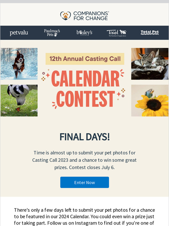 Pet Valu US FINAL DAYS. Let’s see those pet pics in our 2024 calendar