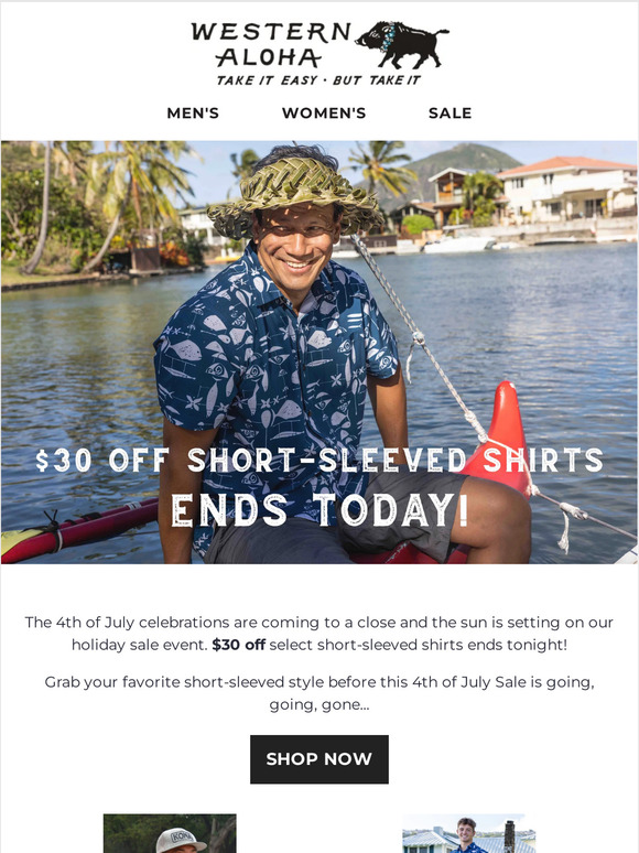 ENDS TODAY! $30 Off Short Sleeved Shirts
