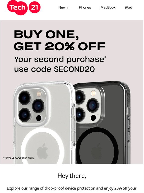 Enjoy 20% off your second case