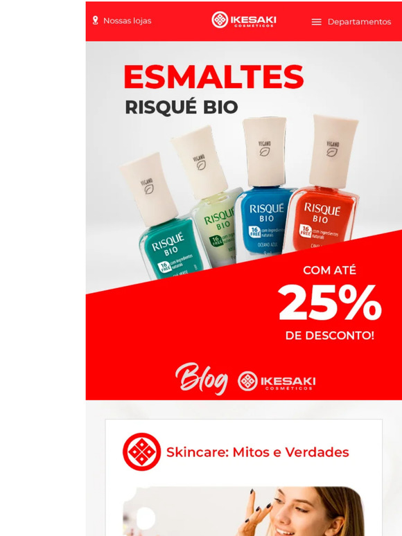 Unhas Incríveis começam aqui!🥰 Produtos da Risqué com até 25% OFF❤️