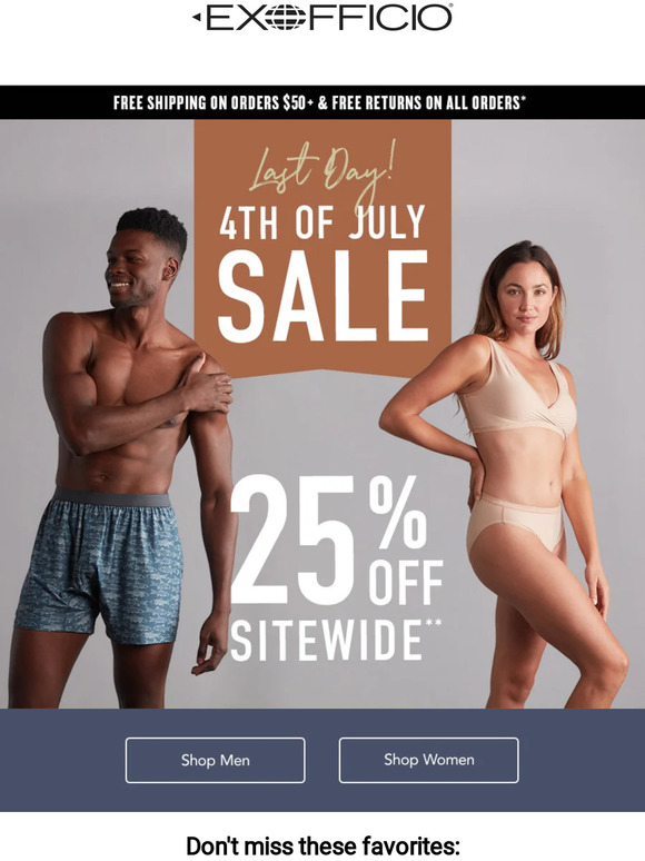 LAST DAY: 25% Off all underwear