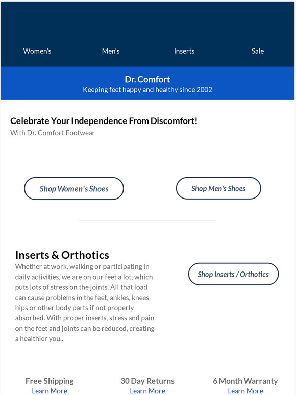 Big Day of Celebration! So, Just a Reminder - 35% Off Exclusively at DrComfort.com For the 4th.