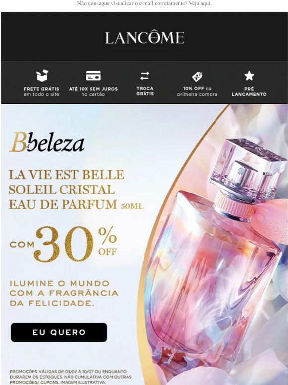[B DE BELEZA] 30% OFF no La Vie Est Belle!