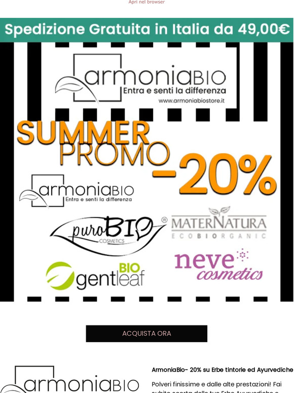 20% su ArmoniaBio, Gentleaf, Maternatura e Make up