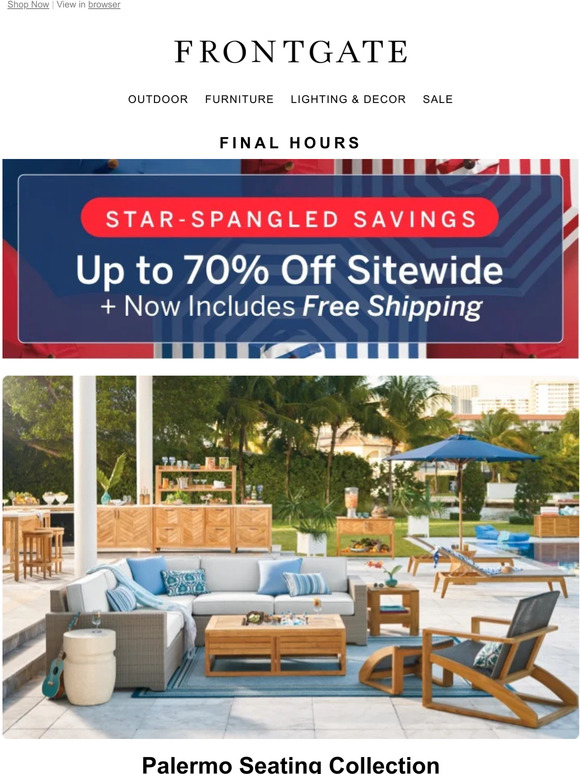 Frontgate: Save on outdoor pieces, furniture and clearance items