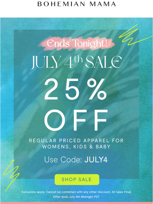 Ends Tonight! ✨ 25% off Apparel!