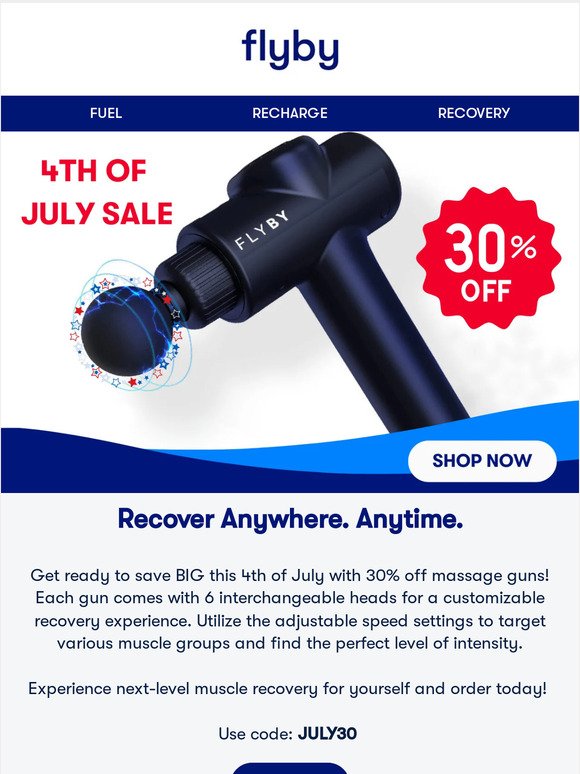 Celebrate Independence Day with SAVINGS! Get 30% Off Massage Guns! 🇺🇸