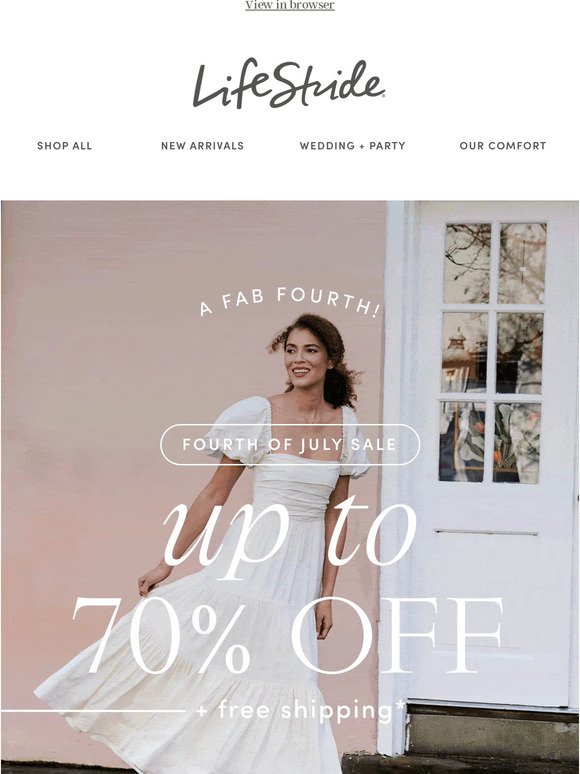 A fab Fourth! Up to 70% off + Free shipping