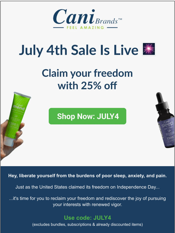 🇺🇸 Red, White & Save: Hey, get 25% off at CaniBrands!