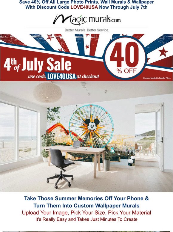 See Inside How to Turn Your Photos into Wallpaper Murals ◈ 40% Off July 4th Savings Continue through July 7th