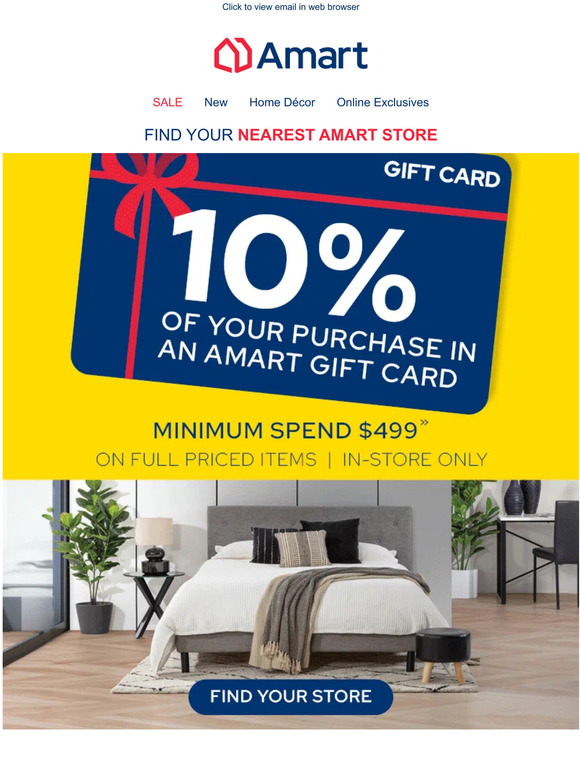 Amart Furniture Psst...get 10 of your purchase back in an Amart Gift