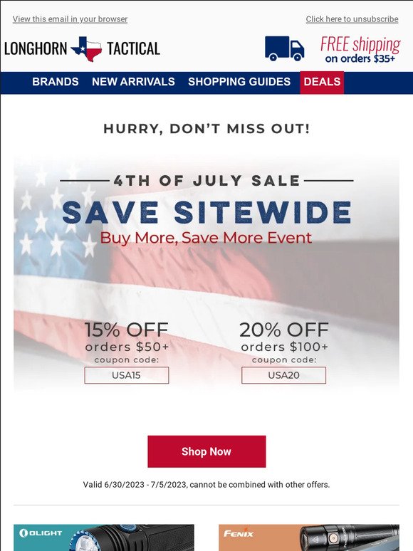 Don't Miss Out! 4th of July Sitewide Sale Ends Soon!