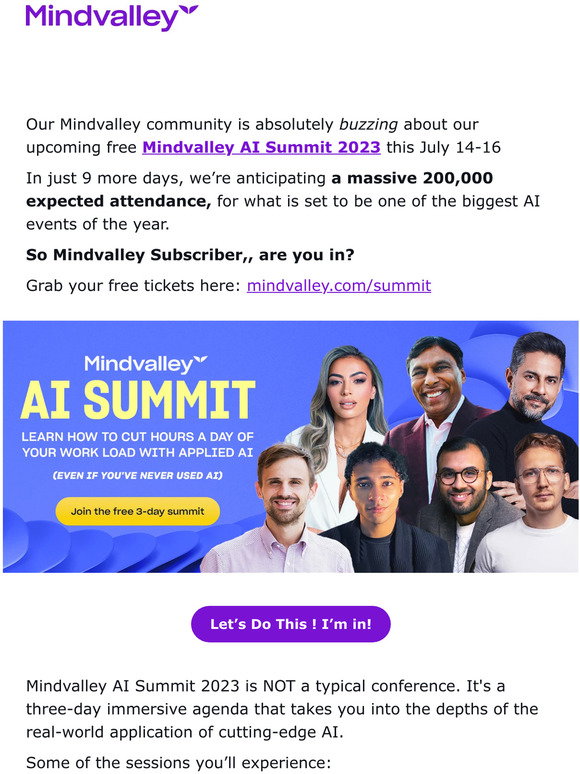 Mindvalley (US & CA) Get the full details of Mindvalley AI Summit 2023