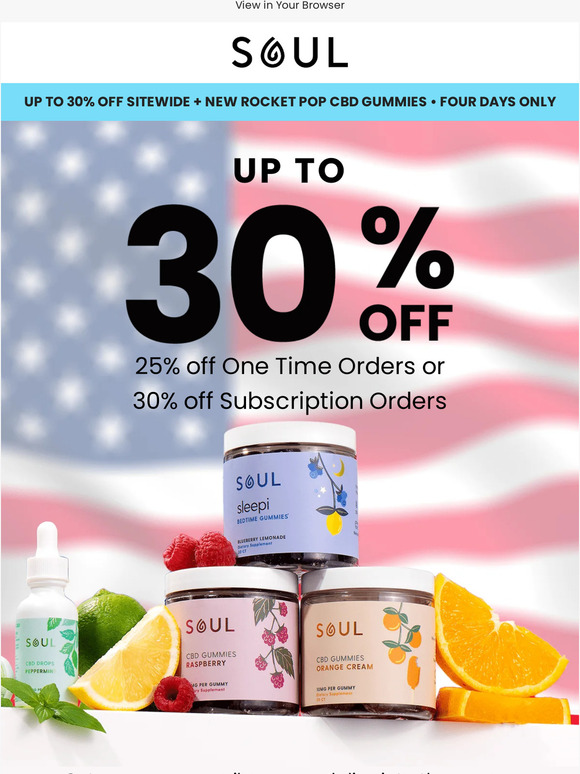 Up to 30% off Sitewide + Rocket Pop Gummies are here!  🚀