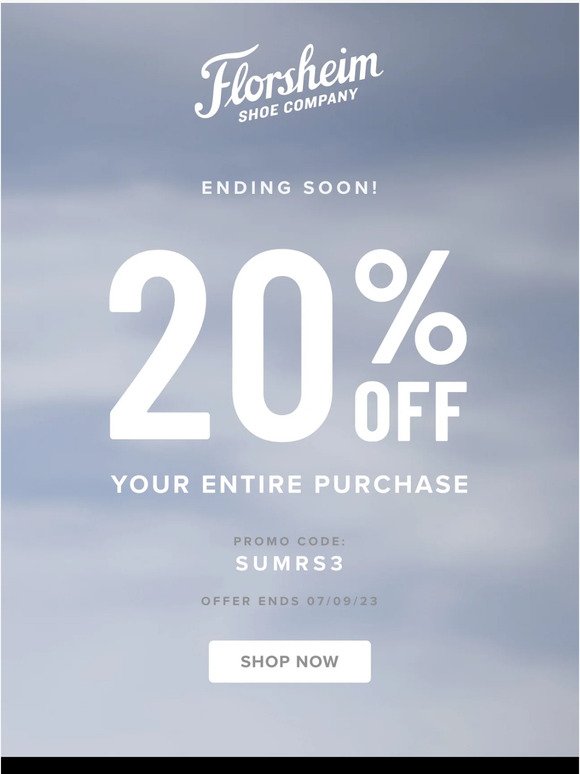 HURRY! 20% Off Sitewide