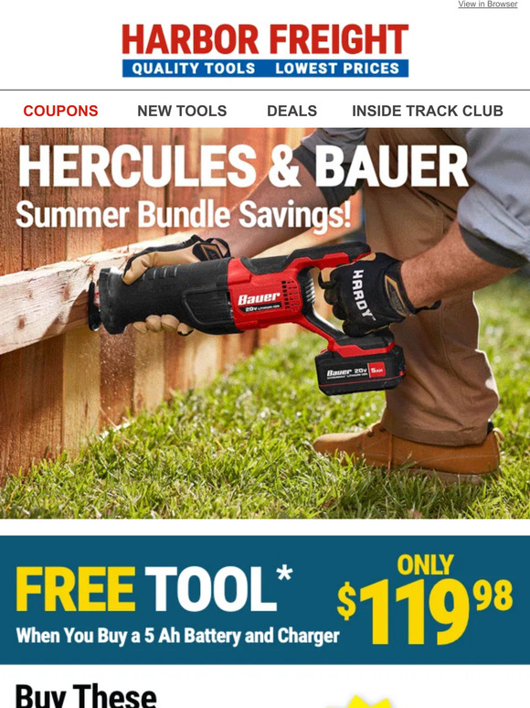 Harbor Freight Tools Save BIG on HERCULES & BAUER Summer Bundles! Milled